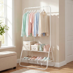 Heavy Duty Clothes Rack, With Hanging Rod And Storage Shelves, White Clothing & Closet Storage White at Gallery Canada