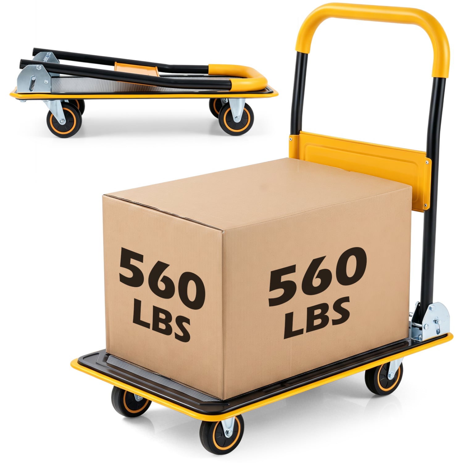 Heavy Duty Foldable Push Cart Dolly, 560 Lbs, Yellow Garages at Gallery Canada