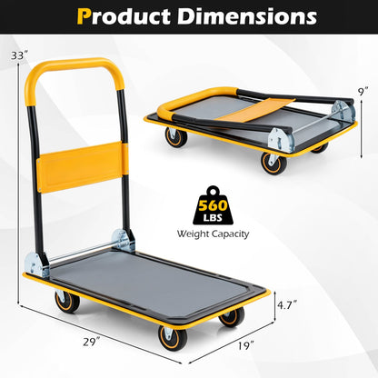 Heavy Duty Foldable Push Cart Dolly, 560 Lbs, Yellow Garages at Gallery Canada