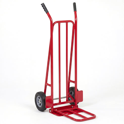 Heavy Duty Hand Truck Dolly with Dual Foldable Nose Plates, Red