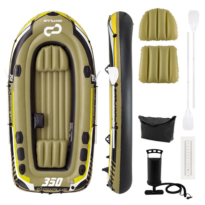 Heavy-Duty Inflatable Boat 4-Person Fishing Raft Set, Green Water Sports Green at Gallery Canada