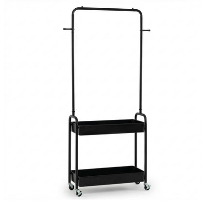 Heavy-Duty Laundry Cart With Hanging Rod, 2 Storage Baskets, Black Clothing & Closet Storage at Gallery Canada