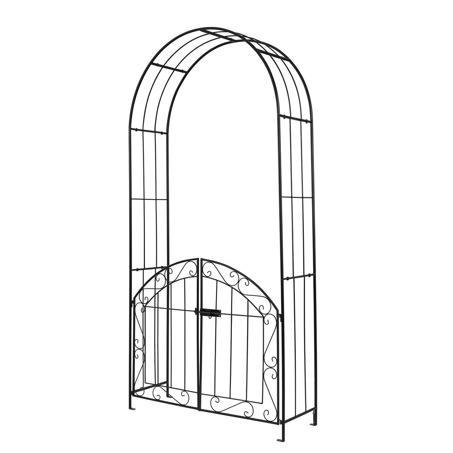 Heavy-Duty Metal Garden Arch with Gate and Safety Latch, Black Outdoor Decor at Gallery Canada