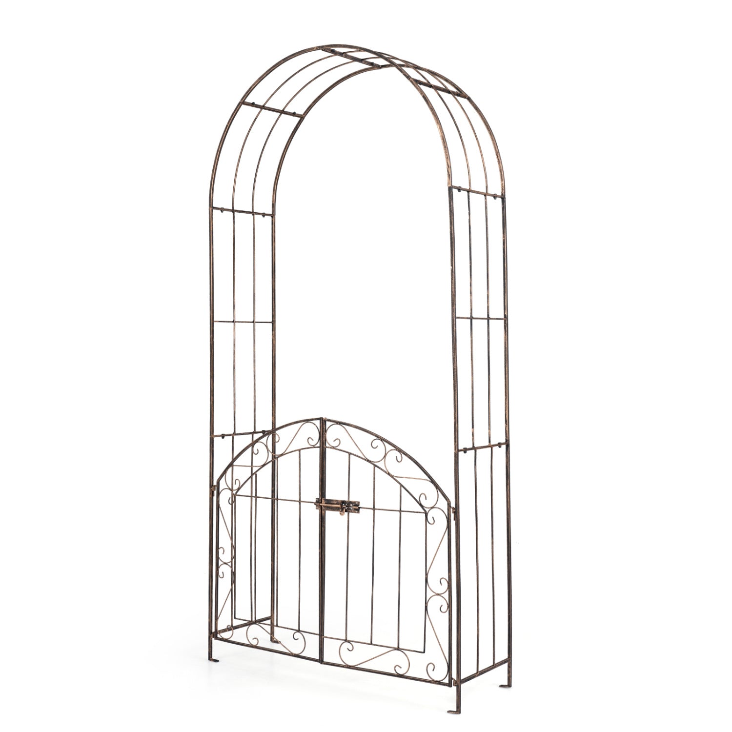 Heavy-Duty Metal Garden Arch with Gate and Safety Latch, Bronze Outdoor Decor at Gallery Canada