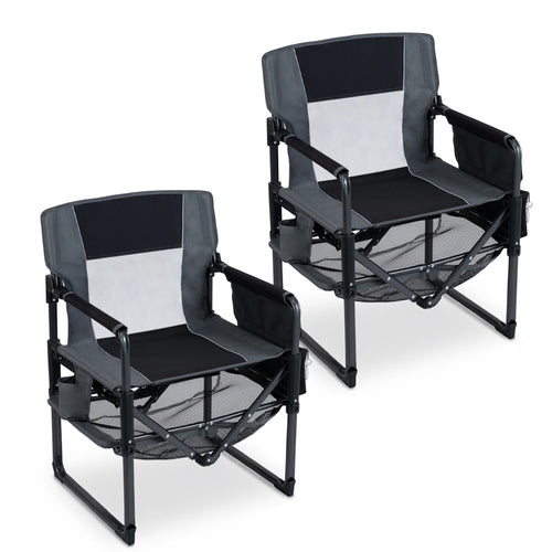 Heavy Duty Outdoor Camping Chair with Cup Holder and Bottle Opener, Black