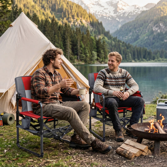 Heavy Duty Outdoor Camping Chair with Cup Holder, Red Camping Furniture Red at Gallery Canada