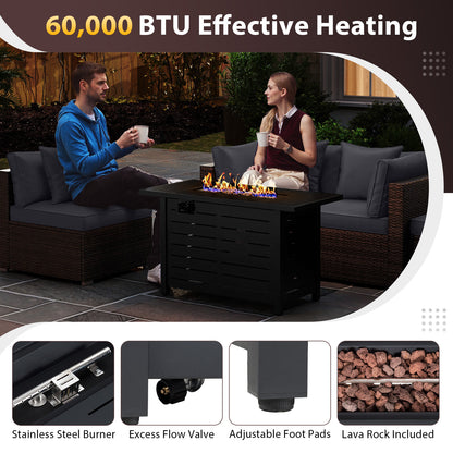 Heavy-duty Frame Rattan Sofa Set with 60000 BTU Firepit Table, Gray Outdoor Sectionals at Gallery Canada