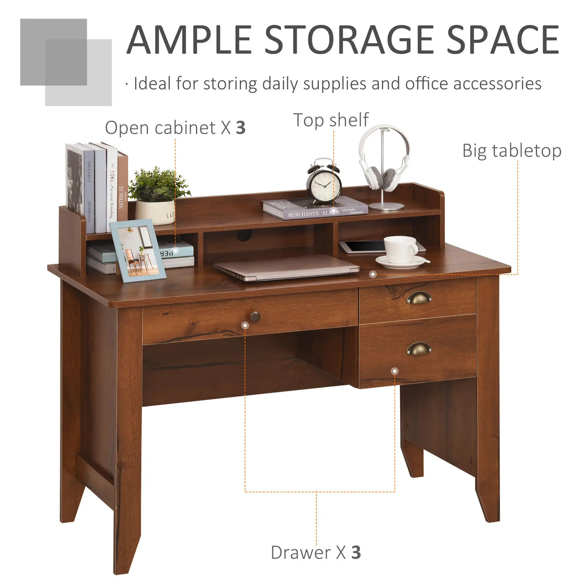 Study Table With Storage Hutch, Brown Writing Desks at Gallery Canada