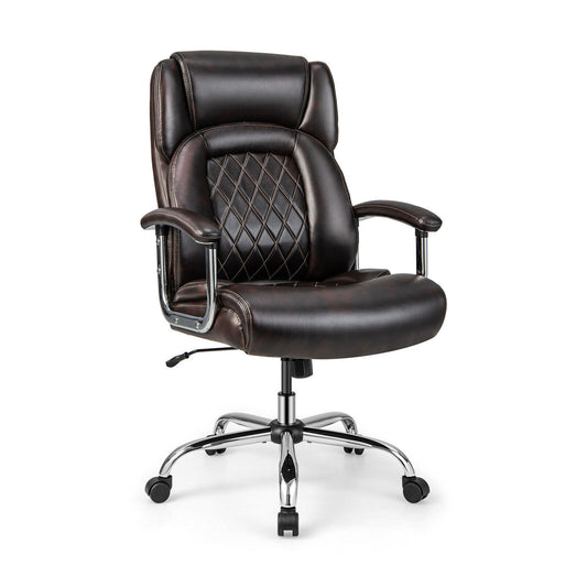Height Adjustable Executive Chair, Metal Base, Brown Big and Tall Chairs Brown at Gallery Canada