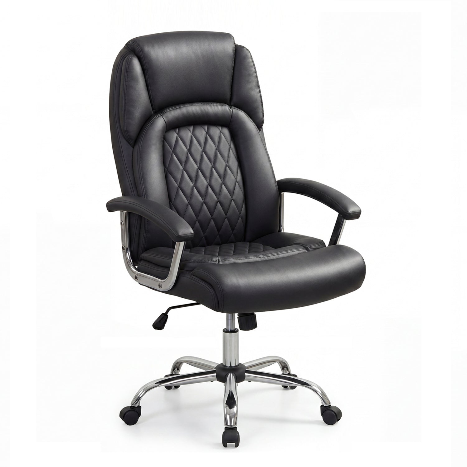 Height Adjustable Executive Chair, Computer Desk Chair, Metal Base, Black Big and Tall Chairs Black at Gallery Canada
