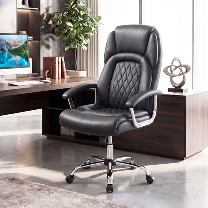 Height Adjustable Executive Chair, Computer Desk Chair, Metal Base, Black Big and Tall Chairs at Gallery Canada