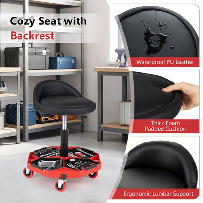 Adjustable Garage Seat, PU Leather Cushion, Red & Black Garages at Gallery Canada