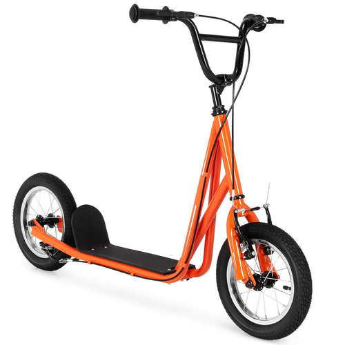 Height Adjustable Kid Kick Scooter, 12 Inch Air Filled Wheel, Orange