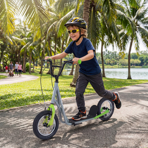 Height Adjustable Kid Kick Scooter, 12 Inch, Grey