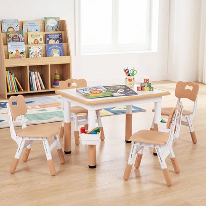 Height Adjustable Kids Table & 4 Chairs Set Kids Table & Chair Sets at Gallery Canada