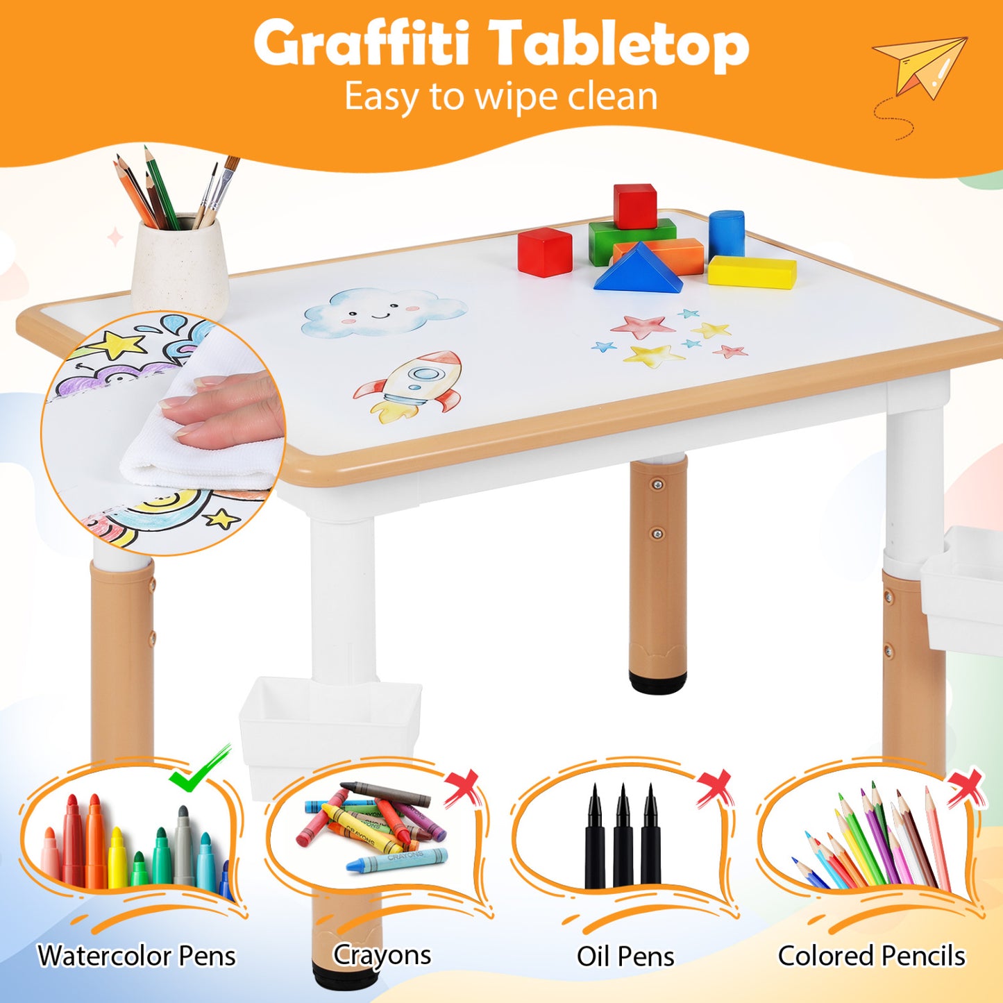Height Adjustable Kids Table & 4 Chairs Set Kids Table & Chair Sets at Gallery Canada