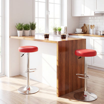 Height-Adjustable Bar Stool, Swivel, Red