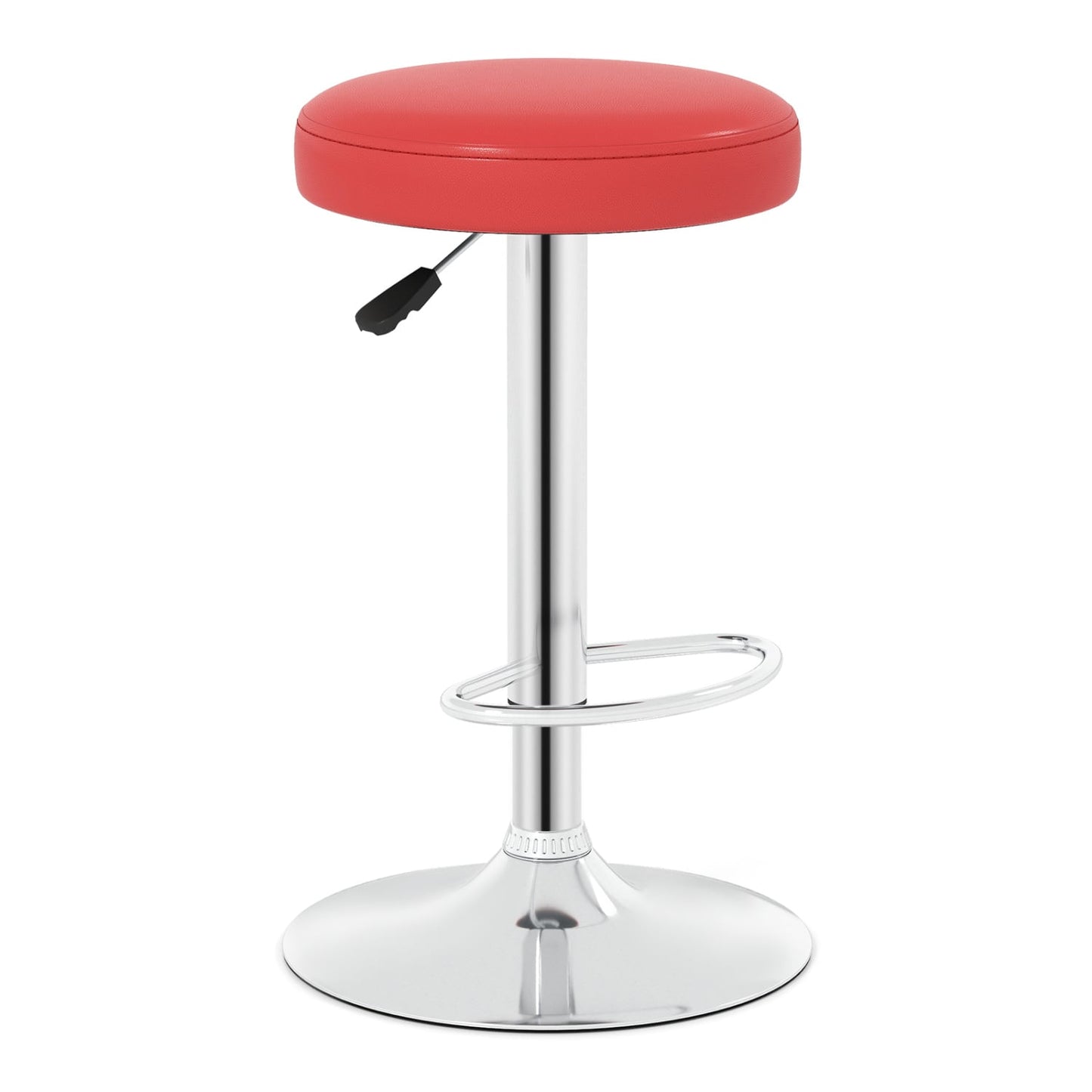 Height-Adjustable Bar Stool, Swivel, Red