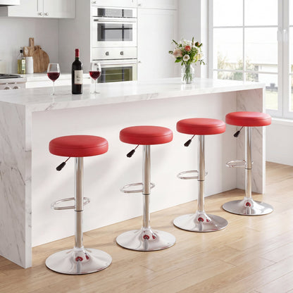 Height-Adjustable Bar Stool, Swivel, Red