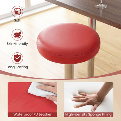 Height-Adjustable Bar Stool, Swivel, Red