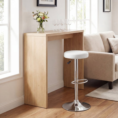 Height-Adjustable Bar Stool, 360° Swivel, White