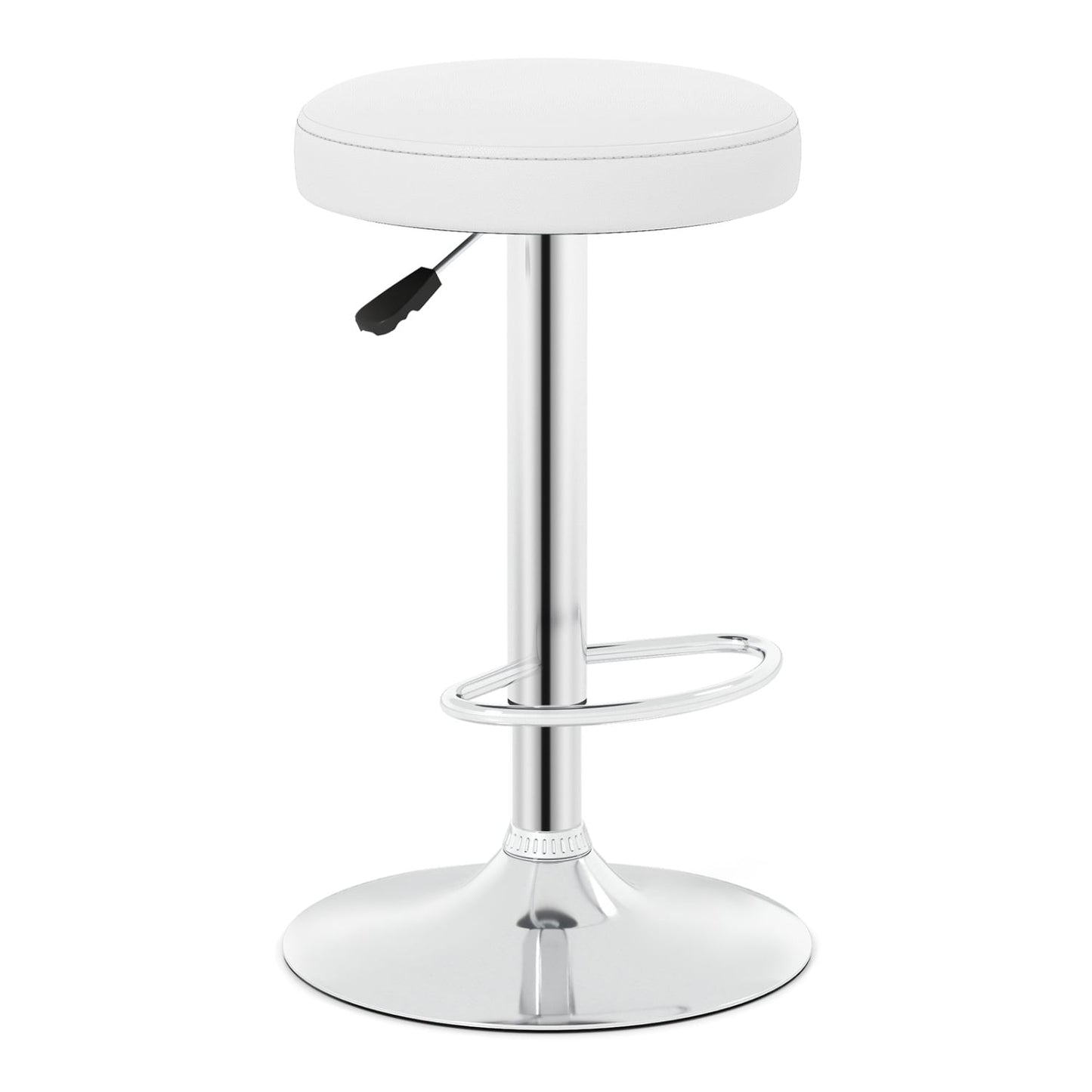 Height-Adjustable Bar Stool, 360° Swivel, White