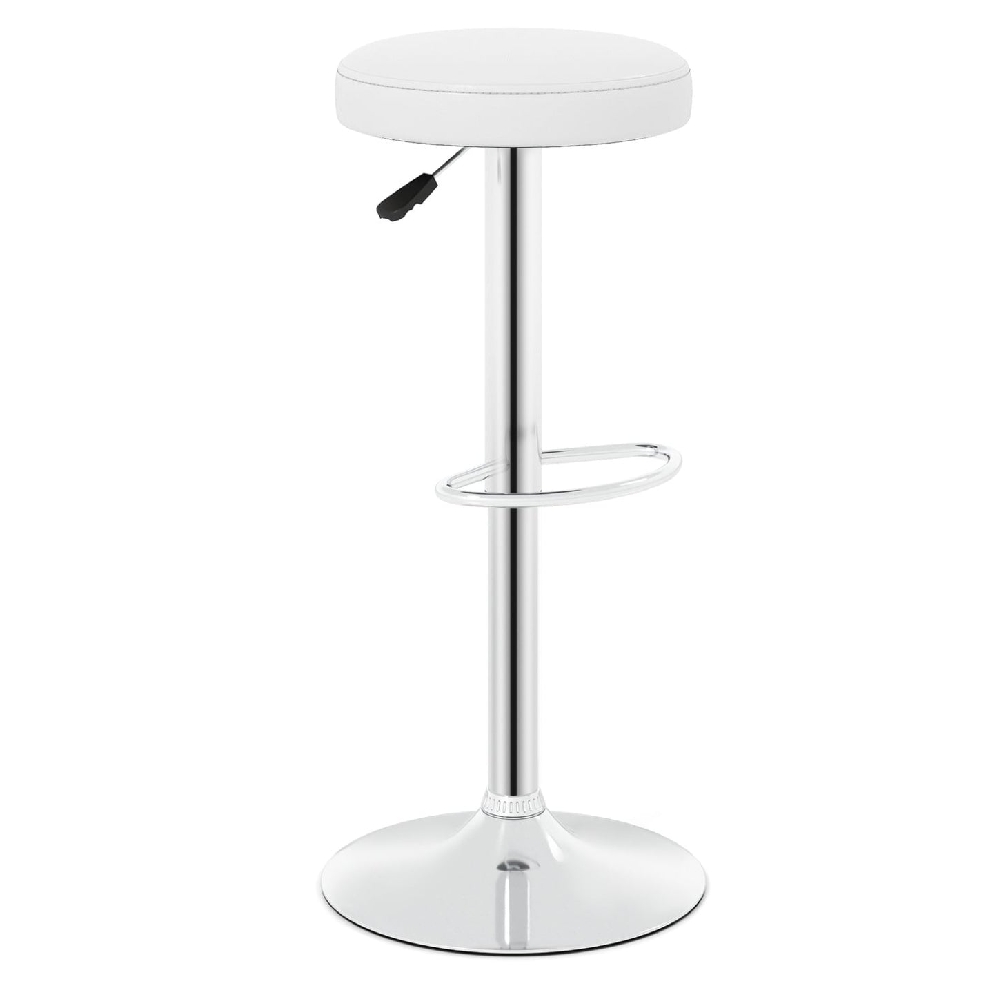 Height-Adjustable Bar Stool, 360° Swivel, White
