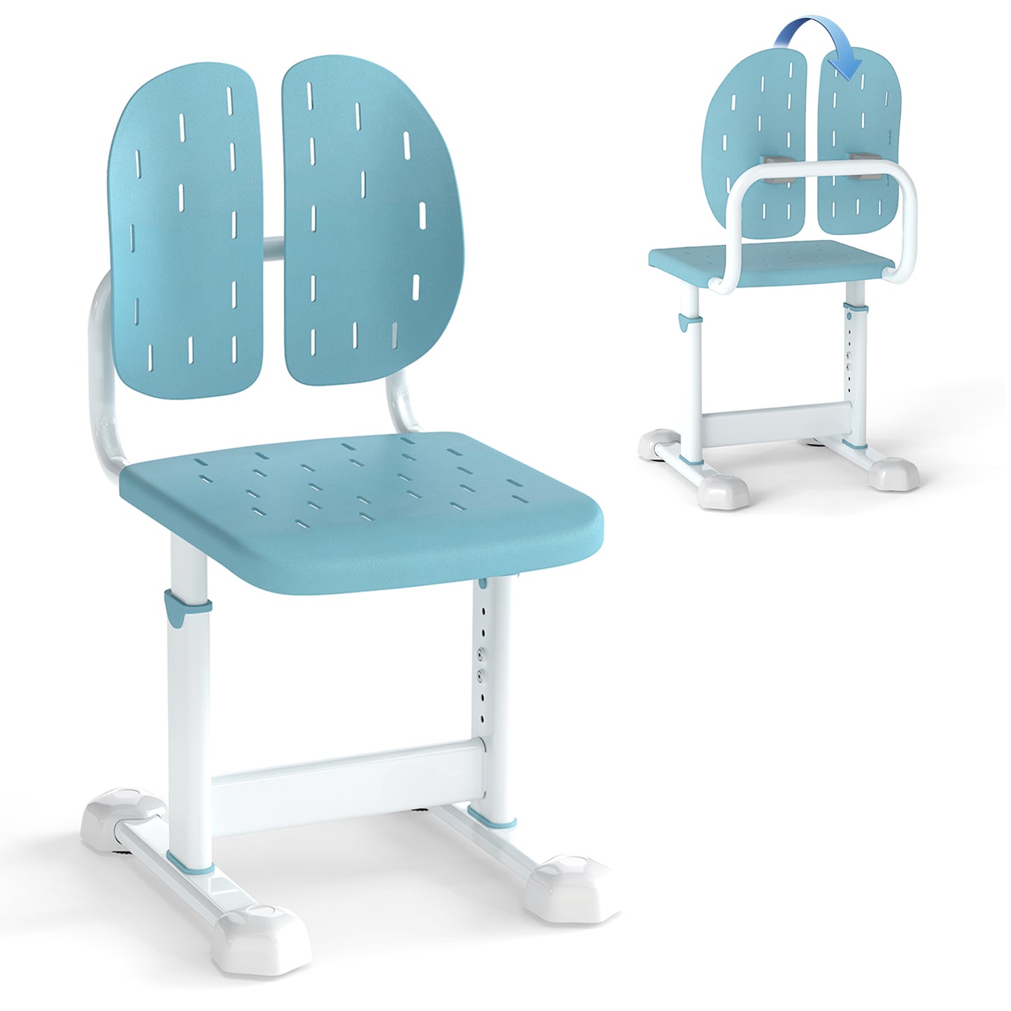 Height Adjustable Kids Study Chair, Double Back Support, Breathable Seat, Blue Kids Chairs & Seating at Gallery Canada