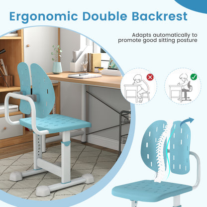 Height Adjustable Kids Study Chair, Double Back Support, Breathable Seat, Blue Kids Chairs & Seating at Gallery Canada
