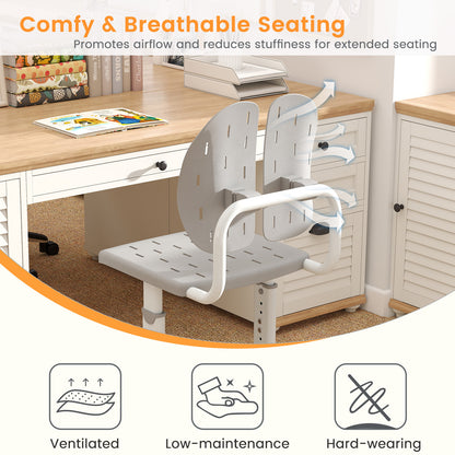 Height-Adjustable Kids Study Chair, Double Back Support, Breathable Seat, Gray Kids Chairs & Seating at Gallery Canada