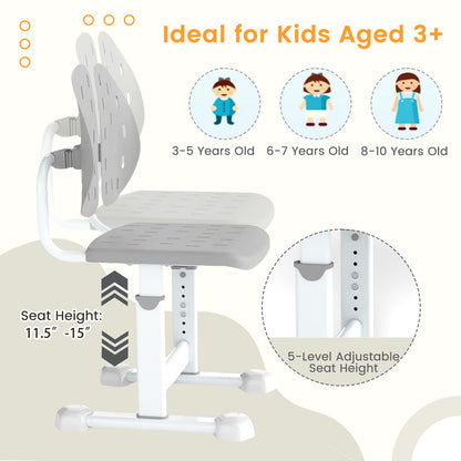 Height-Adjustable Kids Study Chair, Double Back Support, Breathable Seat, Gray Kids Chairs & Seating at Gallery Canada