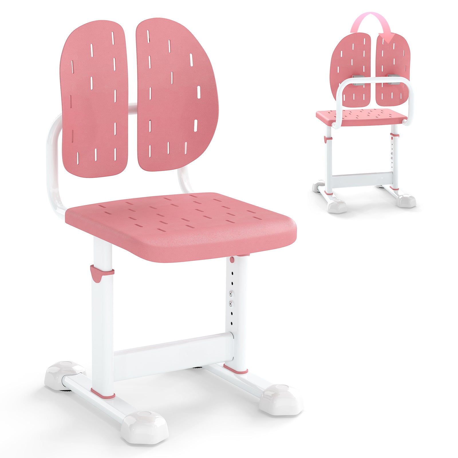 Height-Adjustable Kid's Study Chair, Double Back Support, Breathable Seat, Pink Kids Chairs & Seating at Gallery Canada