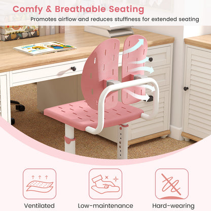 Height-Adjustable Kid's Study Chair, Double Back Support, Breathable Seat, Pink Kids Chairs & Seating at Gallery Canada