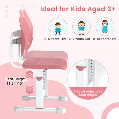 Height-Adjustable Kid's Study Chair, Double Back Support, Breathable Seat, Pink Kids Chairs & Seating at Gallery Canada