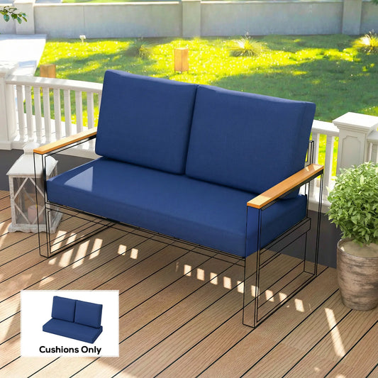 2 Seater Outdoor Seat Cushions, 5" Thick, 7" Backrest, Navy Blue Patio Chair Cushions Navy Blue at Gallery Canada