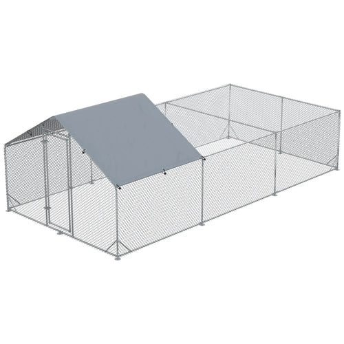 19.7' x 9.8' Metal Chicken Run, Waterproof Anti-UV Cover