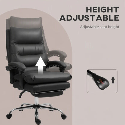 Executive Office Chair, 6 Point Massage and Heat, Microfibre Reclining with Footrest, Black Massage Chairs at Gallery Canada