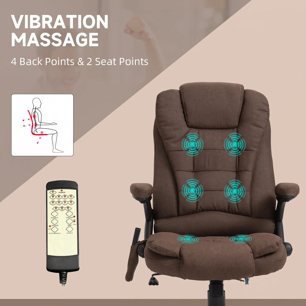 Reclining Massage Office Chair, High Back, Swivel Wheels, Brown Massage Chairs at Gallery Canada