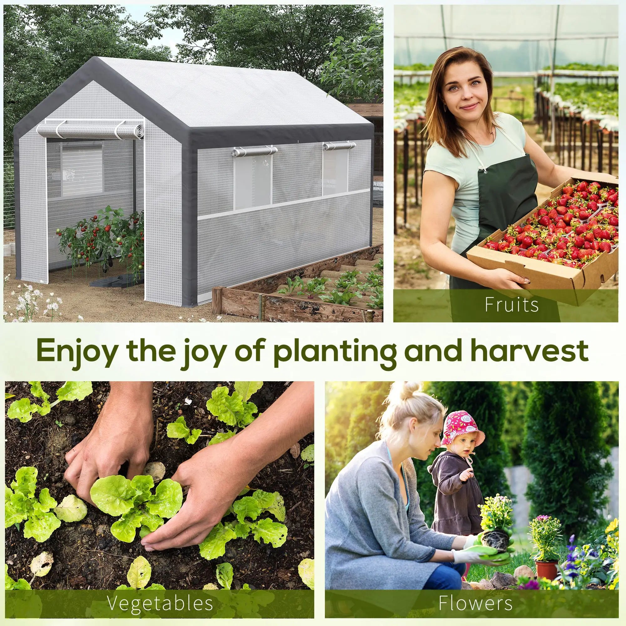 7' x 12' x 7' Heavy Duty Walk-In Greenhouse, Plant Growing Tent, White Tunnel Greenhouses at Gallery Canada