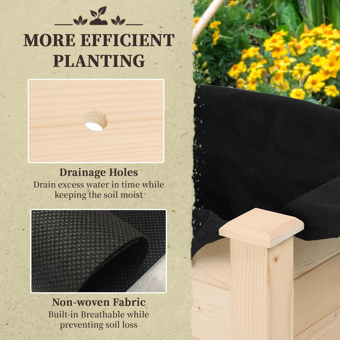 34"x18"x30" Wooden Raised Garden Bed, Elevated Planter Box with Legs, Natural Elevated Garden Beds at Gallery Canada