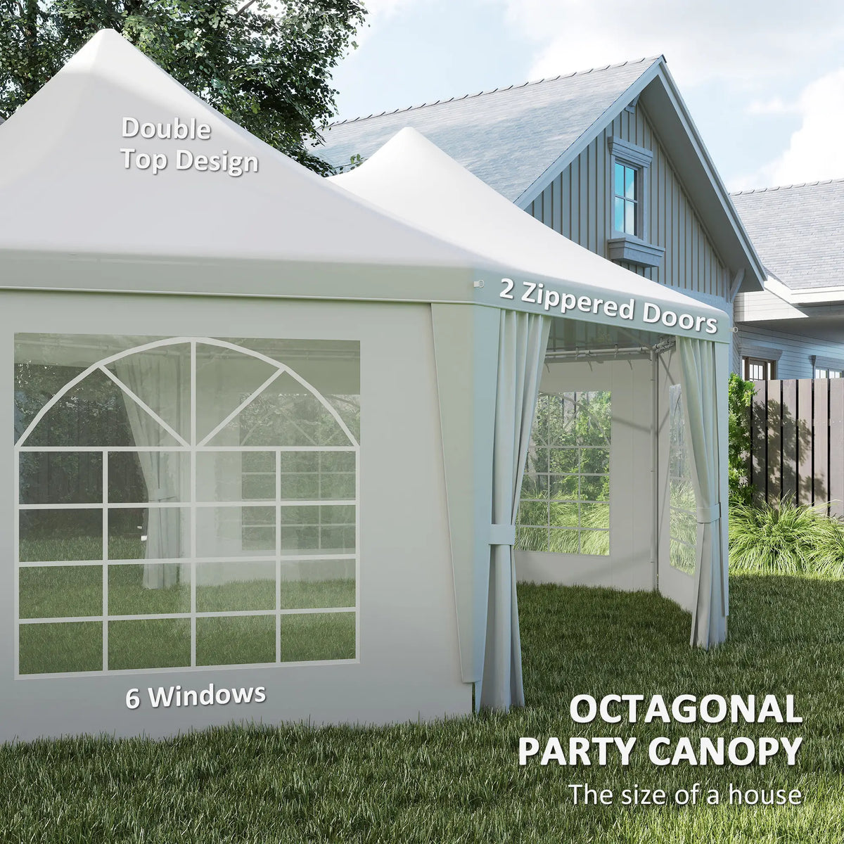 16' x 22' White High Peak Octagonal Wedding Tent, Removable Walls, White