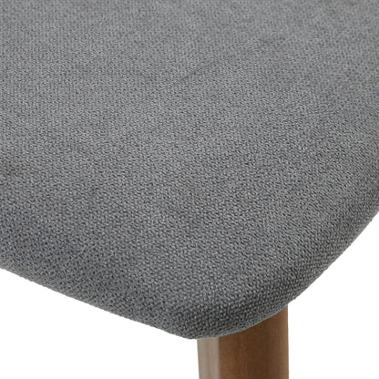 Upholstered Linen Kitchen Chairs, Rubberwood Legs, Set of 4, Grey Brown, Grey Brown