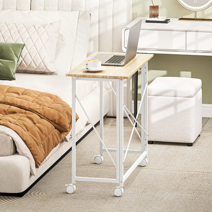 31.5" Folding Desk With Wheels, Home Office Desk, Natural Wood, Natural Wood Dumbbells & Barbells at Gallery Canada