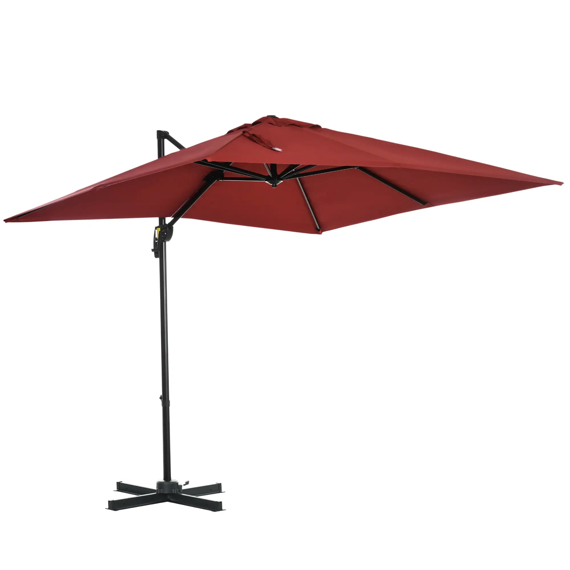 8' x 8' Square Patio Umbrella, 360° Rotation, Aluminum Cantilever, Wine Red Cantilever Umbrellas Wine Red at Gallery Canada