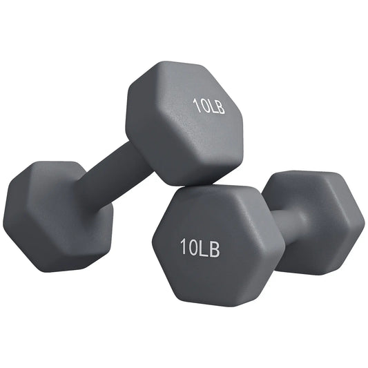 Hexagonal Dumbbells, 10LBS Set of 2, Non-Slip Grip Dumbbells & Barbells Grey at Gallery Canada