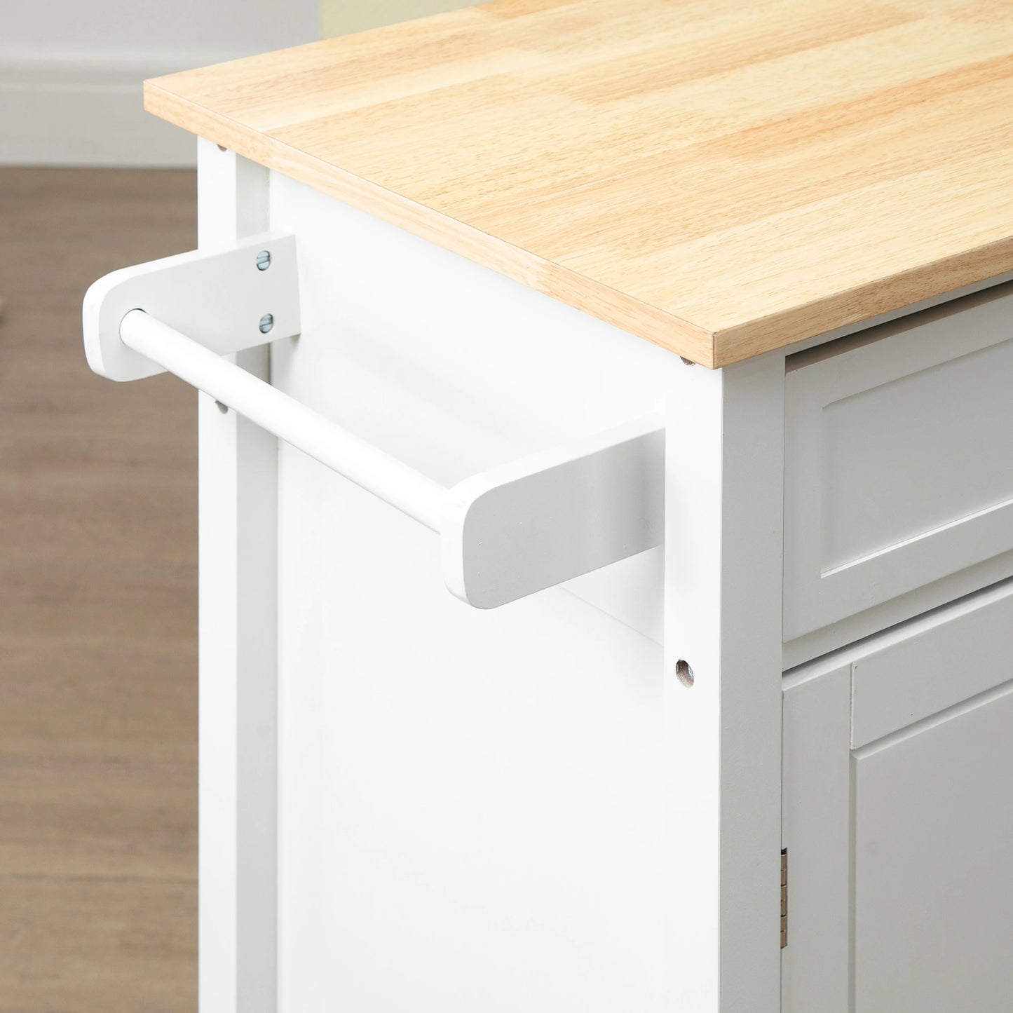 Rolling Kitchen Cart, Wood Top with Drawer, 36.6L x 19.7W x 36H Inches, White Kitchen Islands & Kitchen Carts at Gallery Canada