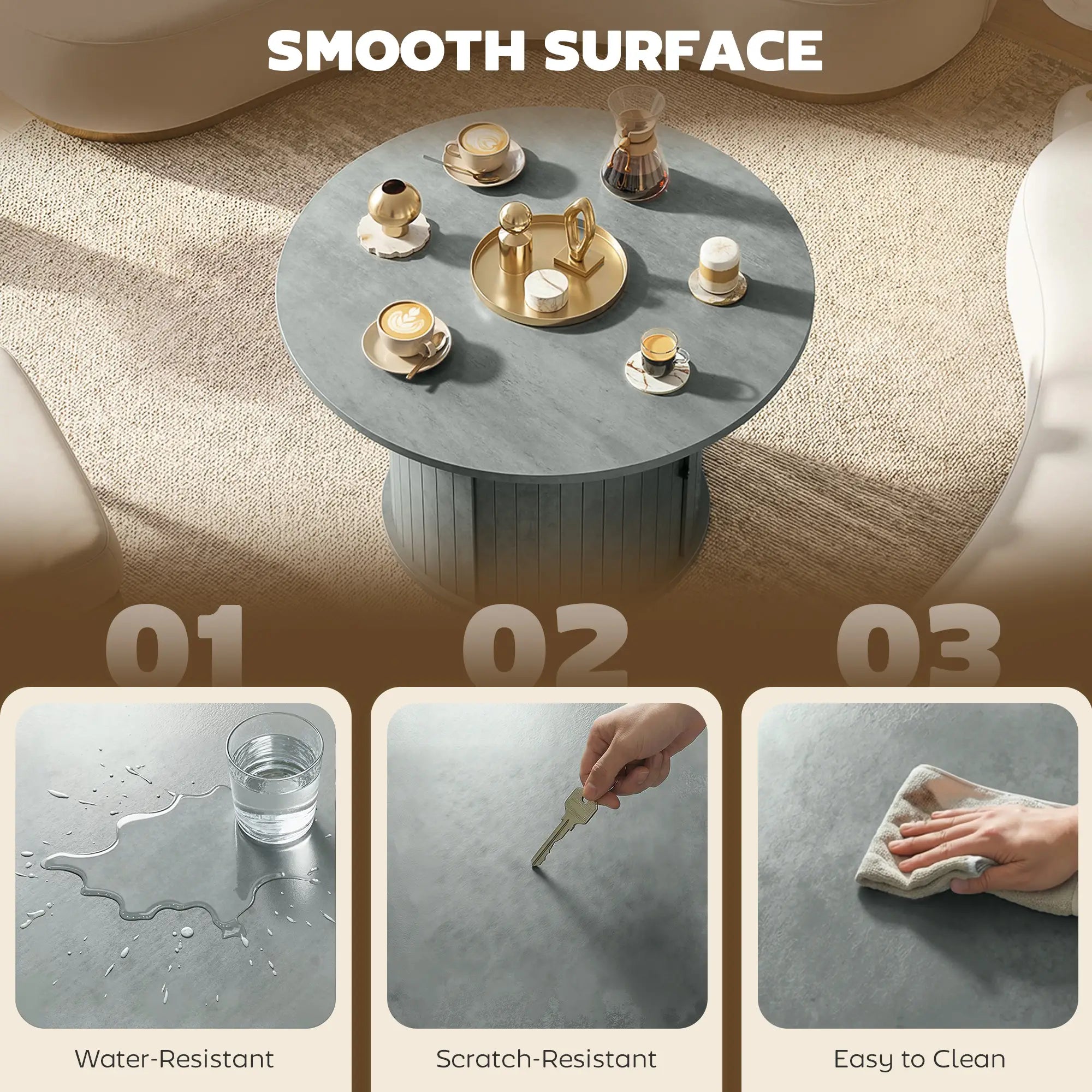 Round Coffee Table, 31.5