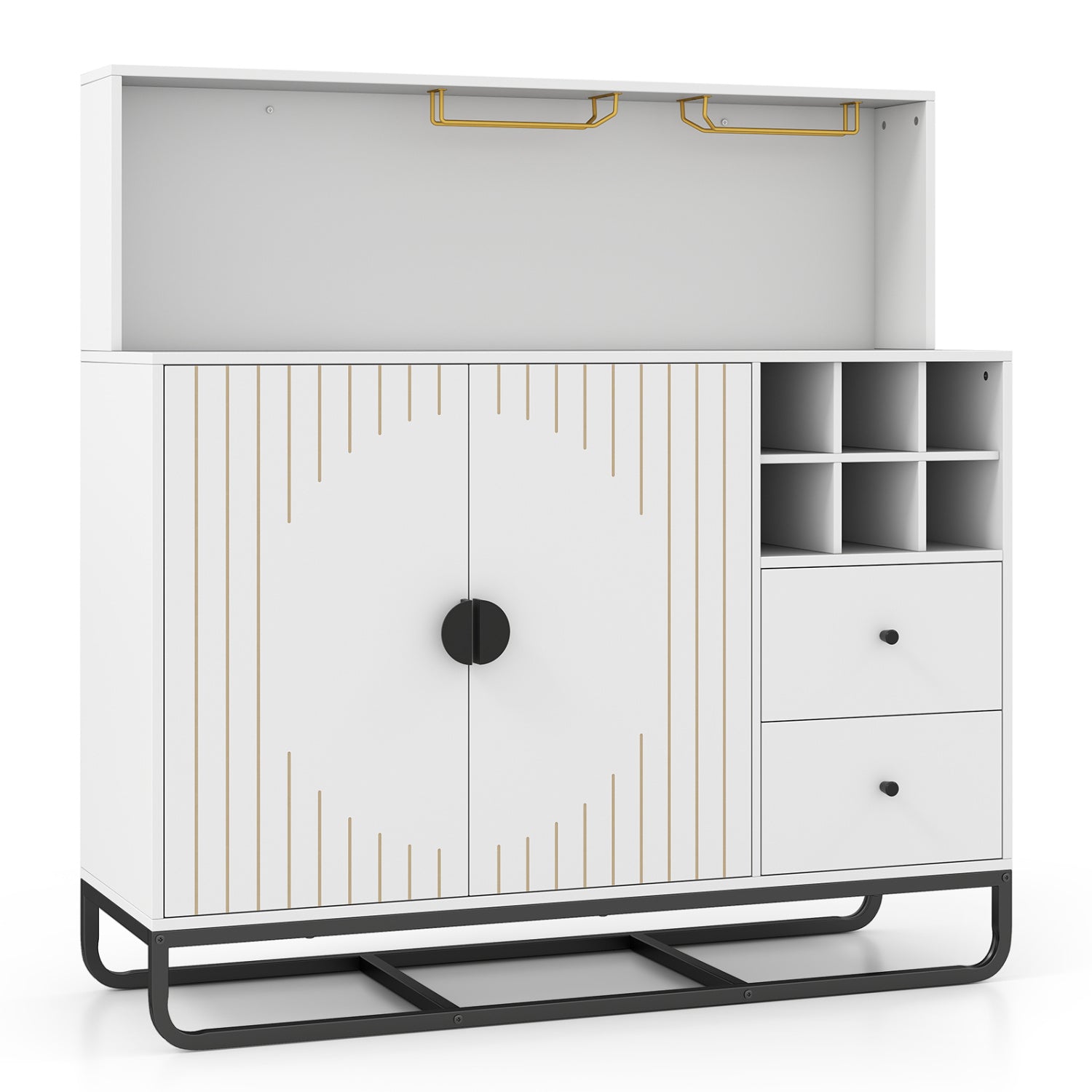 Bar Cabinet with Wine Rack & Glass Holder, White Sideboards Cabinets & Buffets White at Gallery Canada