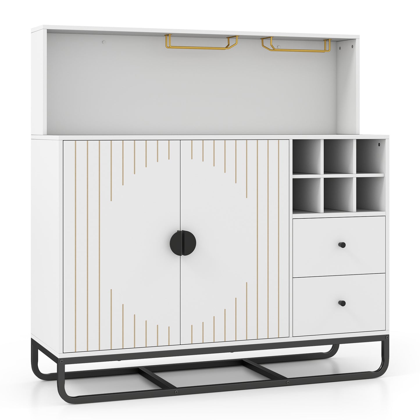 Bar Cabinet with Wine Rack & Glass Holder, White Sideboards Cabinets & Buffets White at Gallery Canada