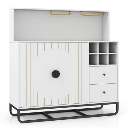 Bar Cabinet with Wine Rack & Glass Holder, White Sideboards Cabinets & Buffets White at Gallery Canada